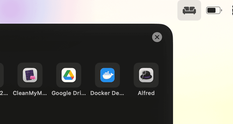 Lounge macOS menu bar manager — Drag & Drop screenshot